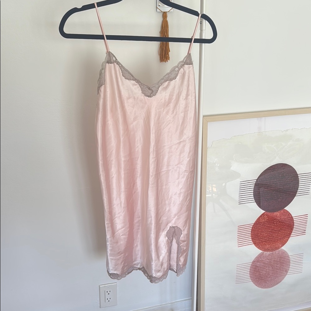 Elegant Pink Lace-Trimmed Slip Dress